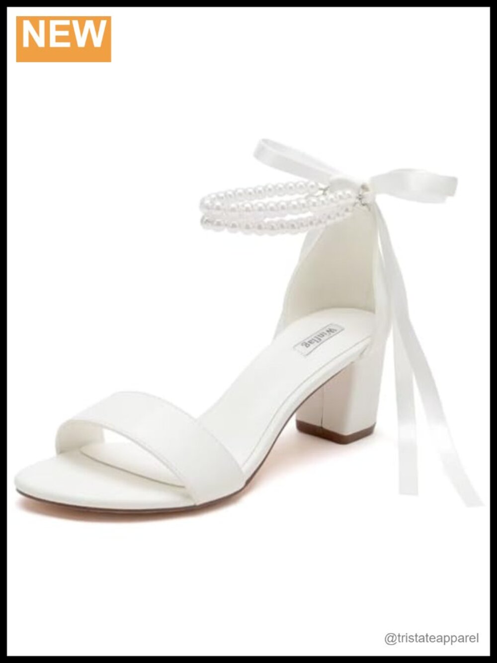 Pearl Wedding Sandals Open Toe Block Heel Bridal Shoes